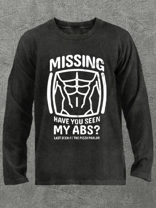 missing abs at the pizza parlor Washed Gym Long Sleeve Shirt