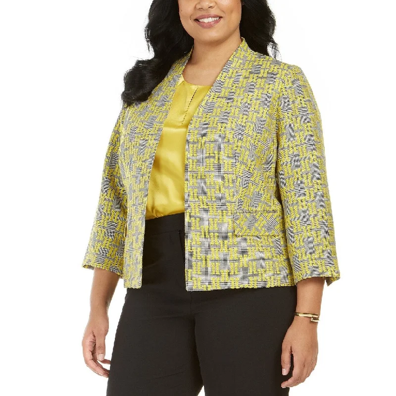 Kasper Women's Plus Size Jacquard Plaid Jacket Dandelion Multi Size 22