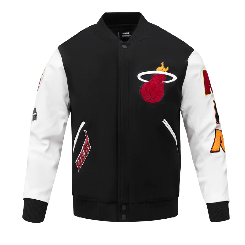 NBA MIAMI HEAT CLASSIC MEN'S WOOL VARSITY JACKET (BLACK/WHITE)