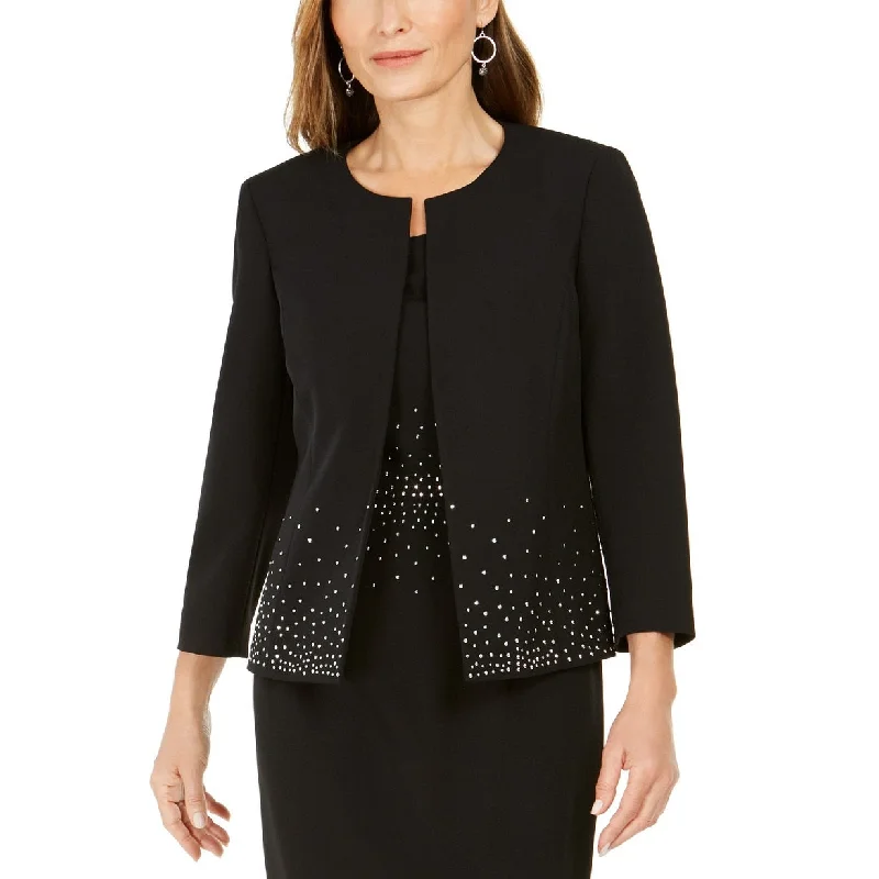 Kasper Women's Embellished Open-Front Jacket Black Size 14