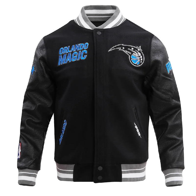 NBA ORLANDO MAGIC RETRO CLASSIC MEN'S RIB WOOL VARSITY JACKET (BLACK/GRAY)