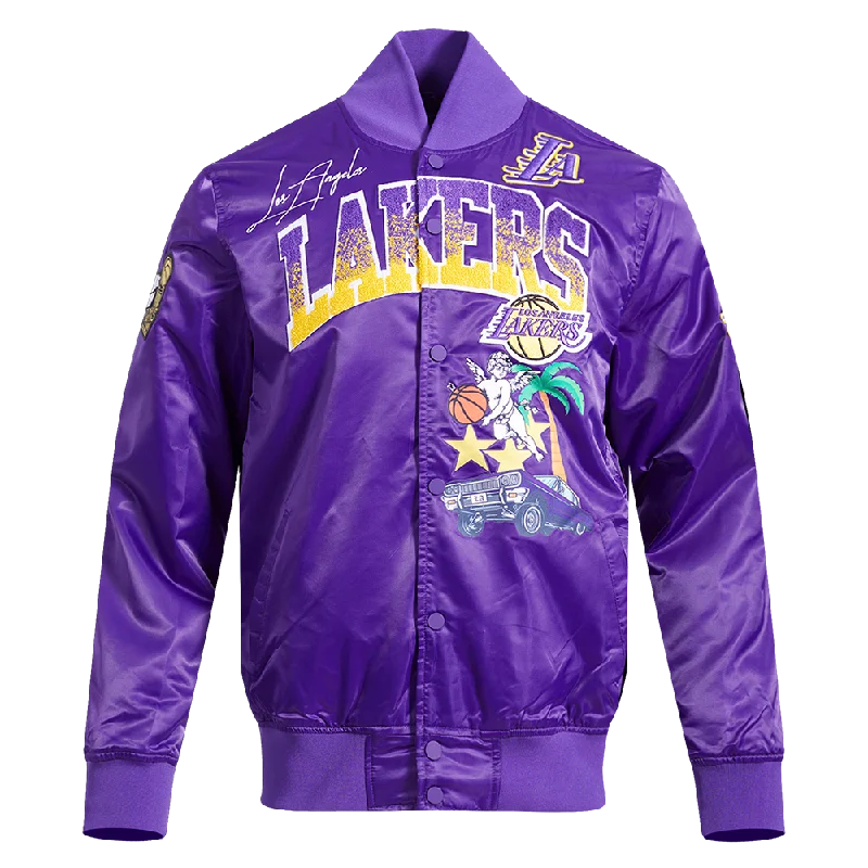 NBA LOS ANGELES LAKERS GRADIENT LOGO MEN'S SATIN JACKET (PURPLE)