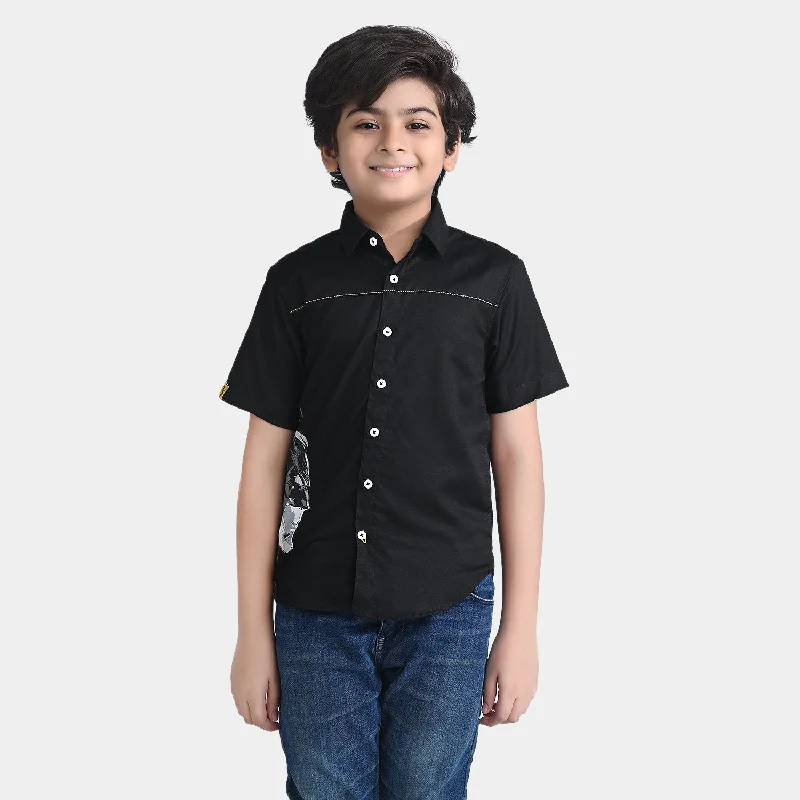 Boys Oxford Casual Shirt-BLACK