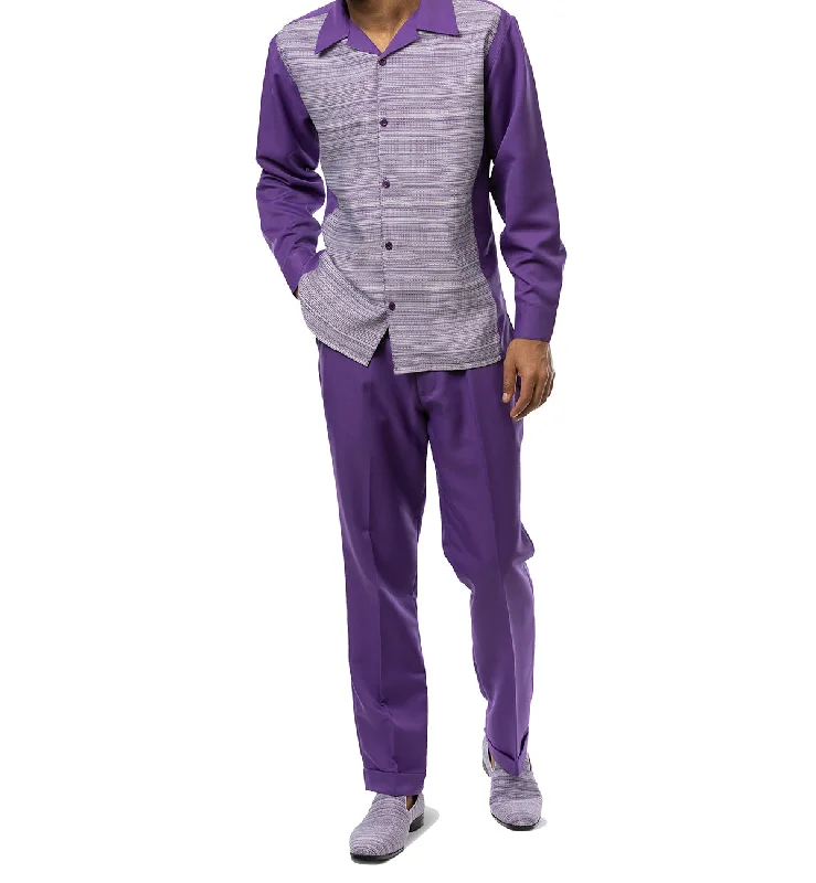 Blackberry Weave Printed 2 Piece Long Sleeve Walking Suit Set