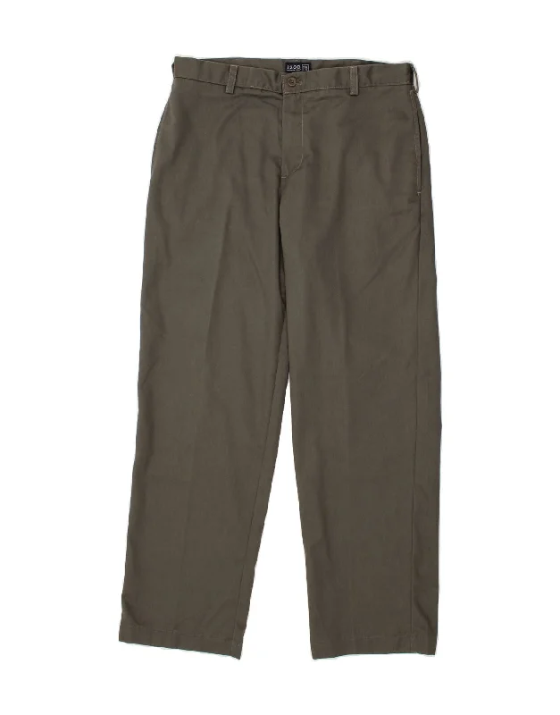 IZOD Mens Straight Chino Trousers W34 L32 Grey Cotton