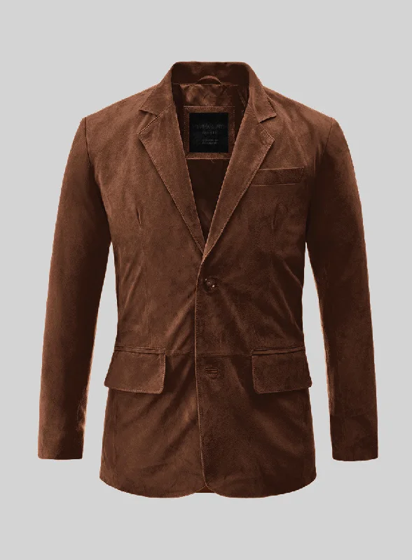 Tan Brown Suede Leather Blazer