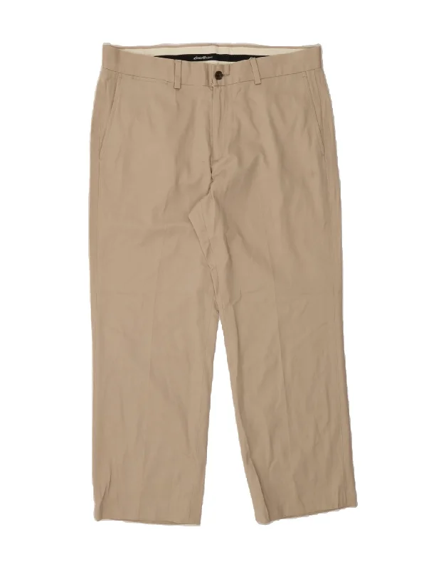 EDDIE BAUER Mens Wrinkle Resistant Chino Trousers W35 L30 Beige