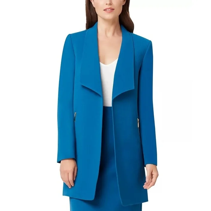 Tahari ASL Women's Wing-Lapel Topper Jacket Turq/Aqua Size 8