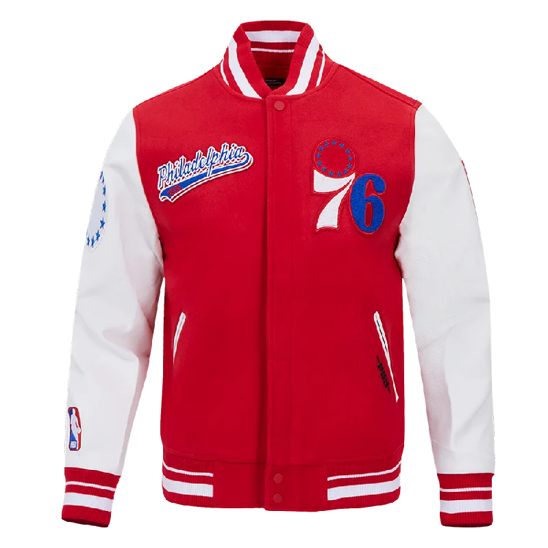 NBA PHILADELPHIA 76ers SCRIPT TAIL MEN'S RIB WOOL VARSITY (RED/WHITE)