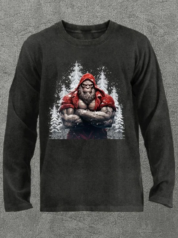 muscle santa gorilla Washed Gym Long Sleeve Shirt