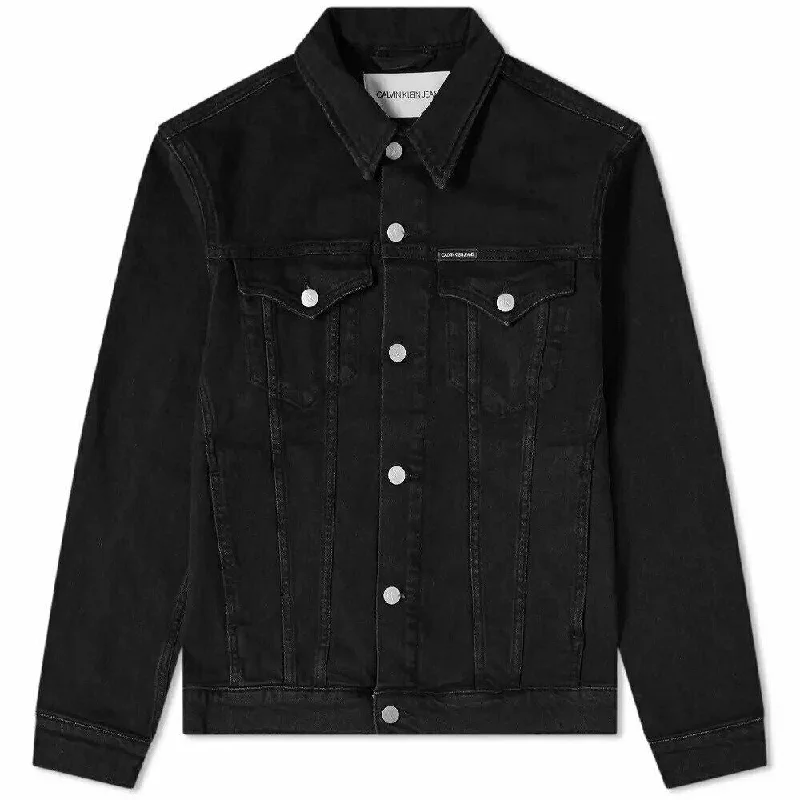 Calvin Klein Men's Foundation Trucker Jacket Black Size Extra Large - X-Large