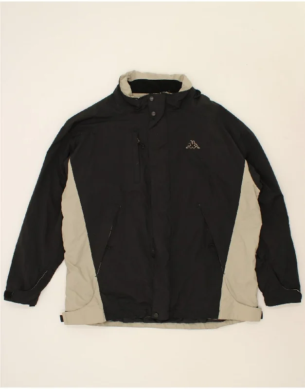 KAPPA Mens Windbreaker Jacket UK 42 XL Black Colourblock Polyester