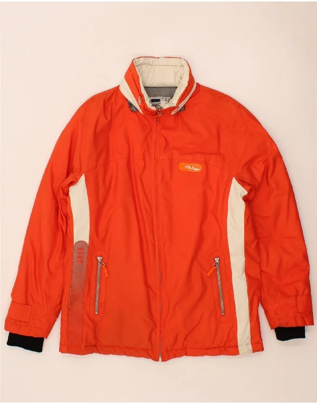 FILA Mens Windbreaker Jacket UK 38 Medium Orange Colourblock Polyester