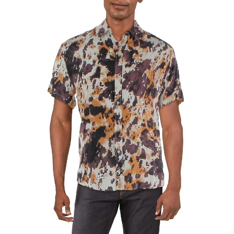 Denim Bay Mens Printed Short Sleeve Button-Down Shirt