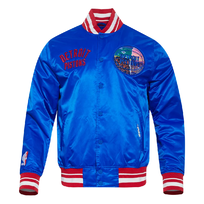 NBA DETROIT PISTONS CITY CENTRIC MEN'S RIB SATIN JACKET (ROYAL BLUE/RED)