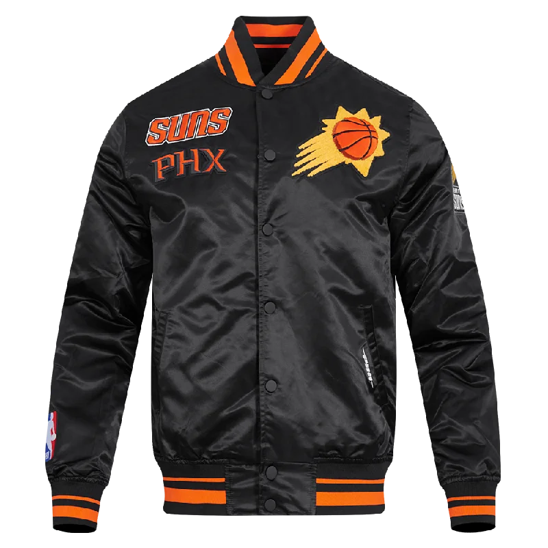 NBA PHOENIX SUNS RETRO CLASSIC MEN'S RIB SATIN JACKET (BLACK/ORANGE)