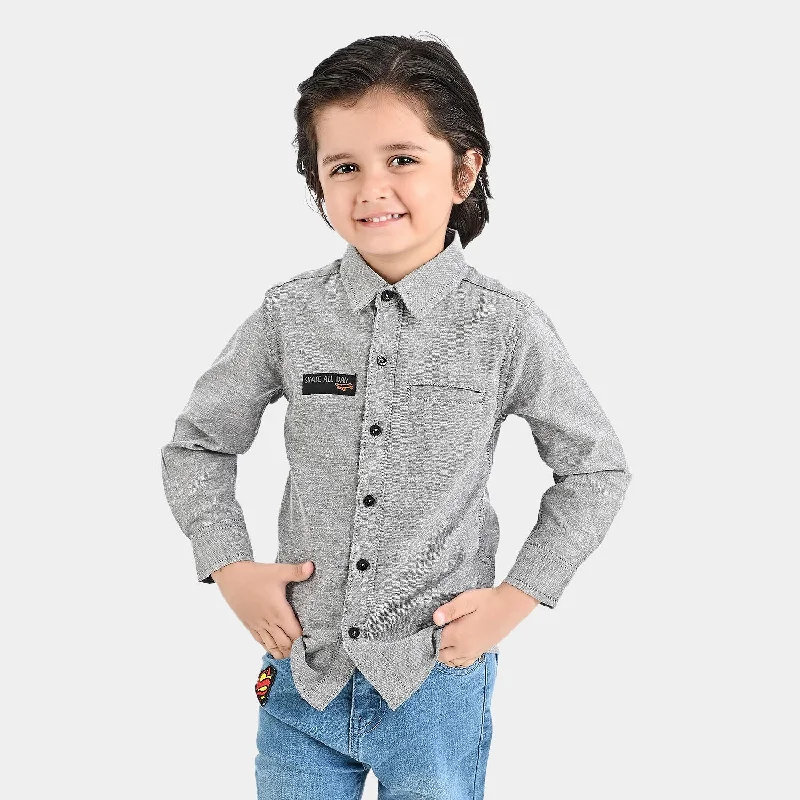 Boys Oxford Casual Shirt F/S (No More Rule)-GREY