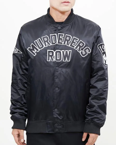 MLB NEW YORK YANKEES MURDERERS ROW WORDMARK MEN'S SATIN JACKET (BLACK)