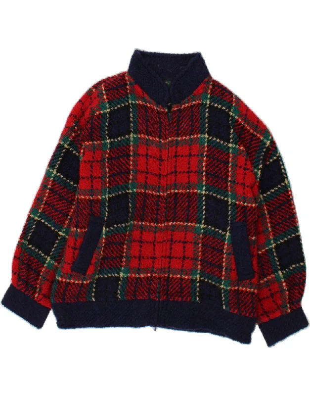 VINTAGE Mens Bomber Jacket UK 42 XL Red Check Wool