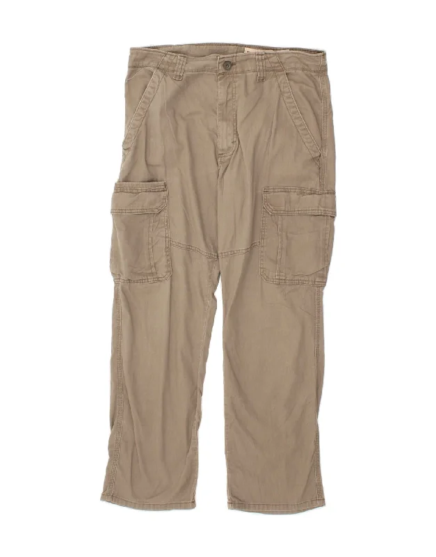 WRANGLER Mens Relaxed Fit Cargo Trousers W32 L30  Beige Cotton