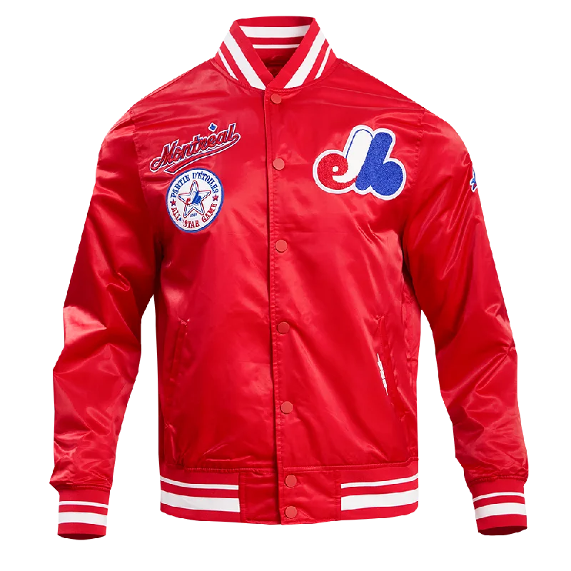 MLB MONTREAL EXPOS RETRO CLASSIC MEN'S RIB SATIN JACKET (RED)