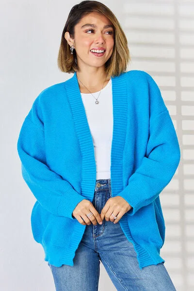 Open Front Dropped Shoulder Cardigan