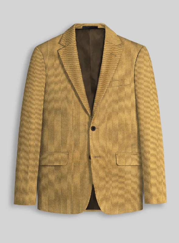 Khaki Stretch Pin Corduroy Jacket