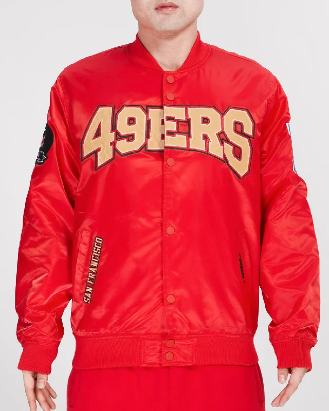 NFL SAN FRANCISCO 49ERS CREST EMBLEM MEN'S SATIN JACKET (RED)