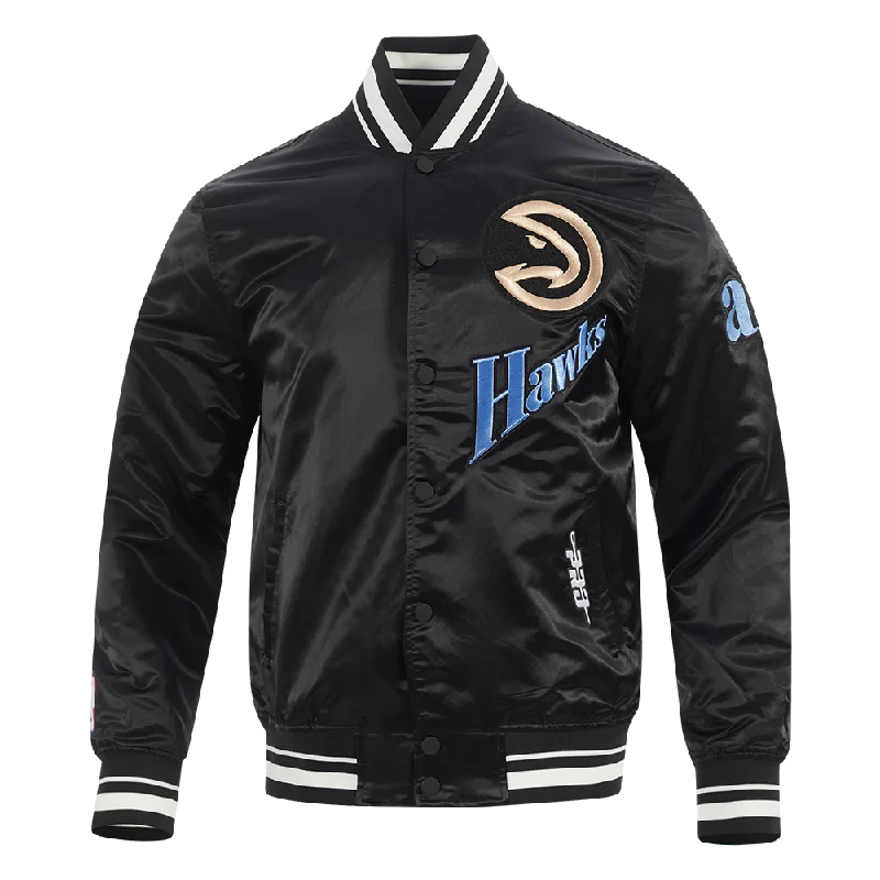 NBA ATLANTA HAWKS CITY EDITION 24-25 MEN'S RIB SATIN JACKET (BLACK)