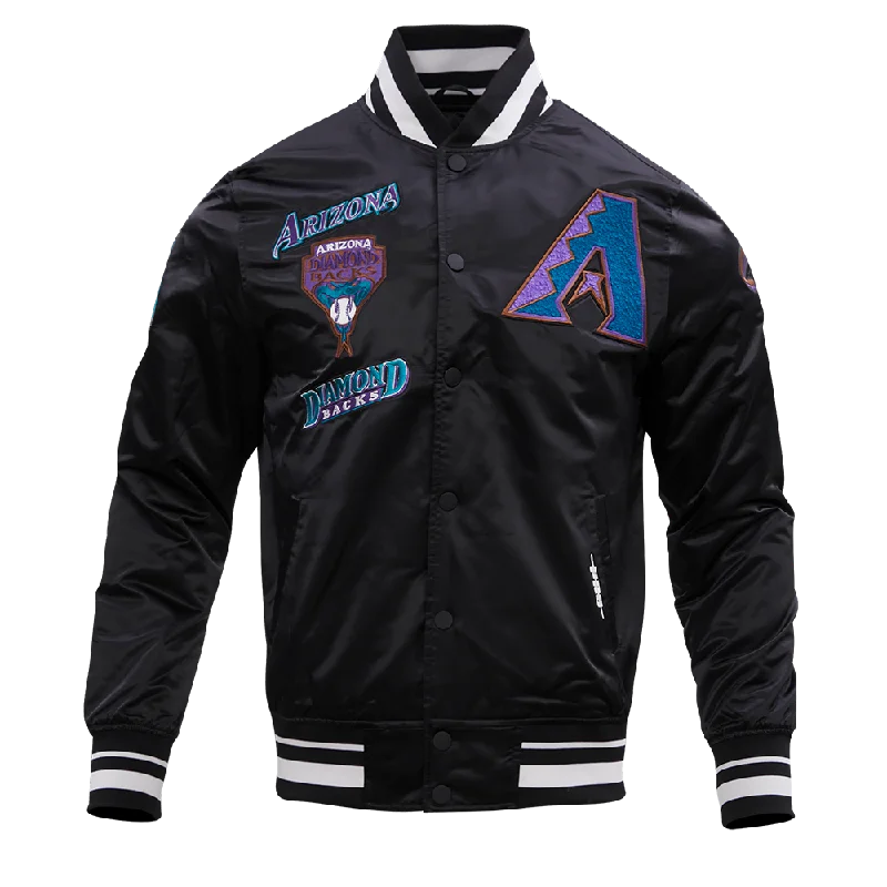 MLB ARIZONA DIAMONDBACKS RETRO CLASSIC MEN'S RIB SATIN JACKET (BLACK)