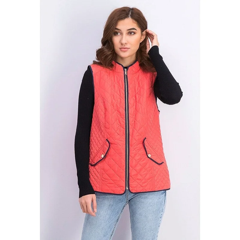 Charter Club Women's Quilted Stand-Collar Vest Orange Size Small