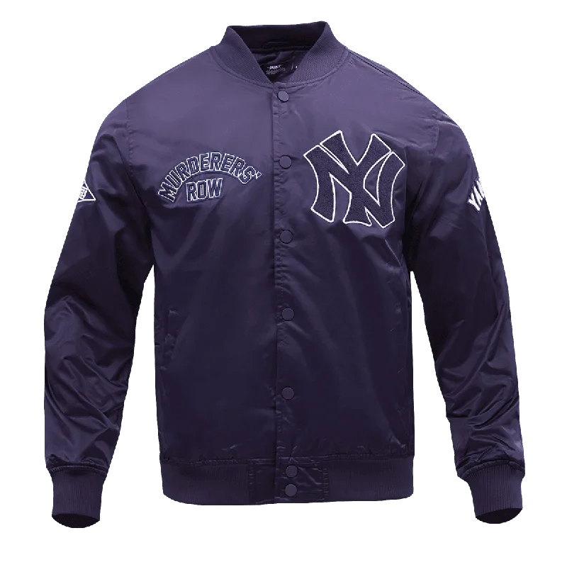 MLB NEW YORK YANKEES MURDERERS ROW CHEST HIT MEN'S SATIN JACKET (MIDNIGHT NAVY)