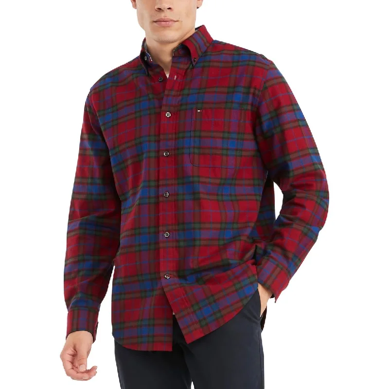 Tommy Hilfiger Mens Plaid Classic Fit Button-Down Shirt