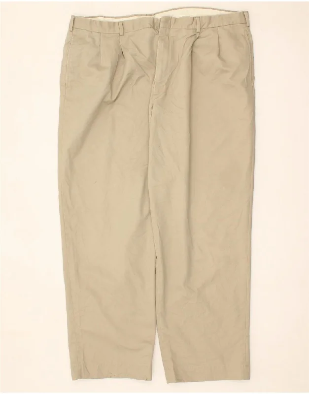 L.L.BEAN Mens Pegged Chino Trousers W44 L32 Beige Cotton