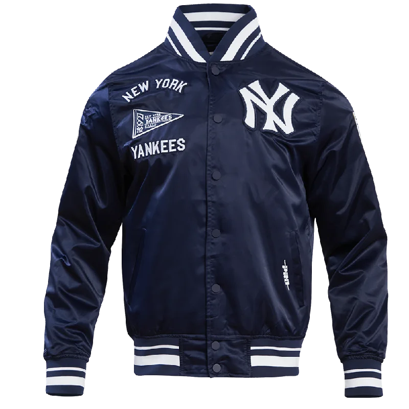 MLB NEW YORK YANKEES RETRO CLASSIC MEN'S RIB SATIN JACKET (MIDNIGHT NAVY)