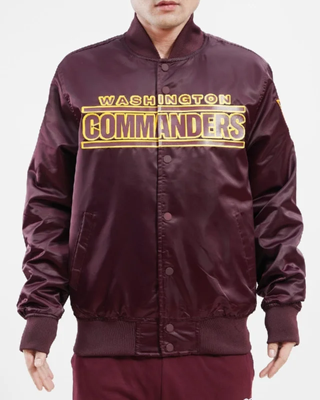 NFL WASHINGTON COMMANDERS BIG LOGO MEN'S SATIN JACKET (WINE)