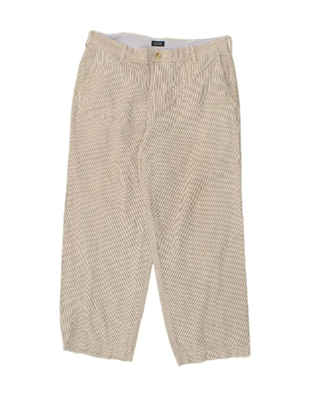 IZOD Mens Straight Corduroy Trousers W34 L28 Beige Striped Linen