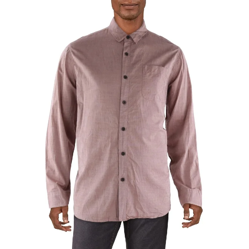 Reef Mens Cotton Heathered Button-Down Shirt