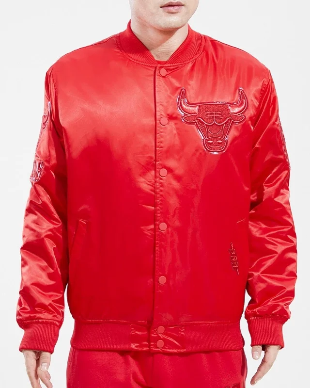 NBA CHICAGO BULLS CLASSIC TRIPLE RED MEN'S SATIN JACKET (TRIPLE RED)