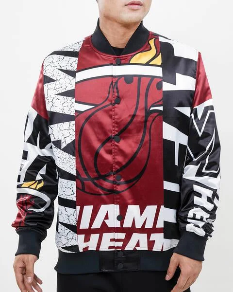 NBA MIAMI HEAT MASHUP MEN'S SATIN JACKET (BLACK)