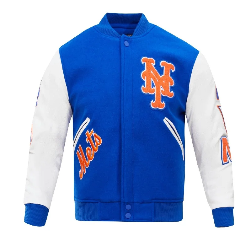 MLB NEW YORK METS CLASSIC WOOL MEN'S VARSITY JACKET (ROYAL BLUE)