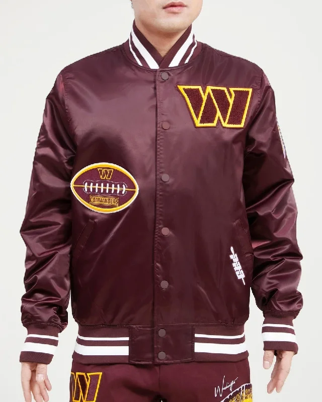 NFL WASHINGTON COMMANDERS OLD ENGLISH MEN'S SATIN JACKET (WINE)