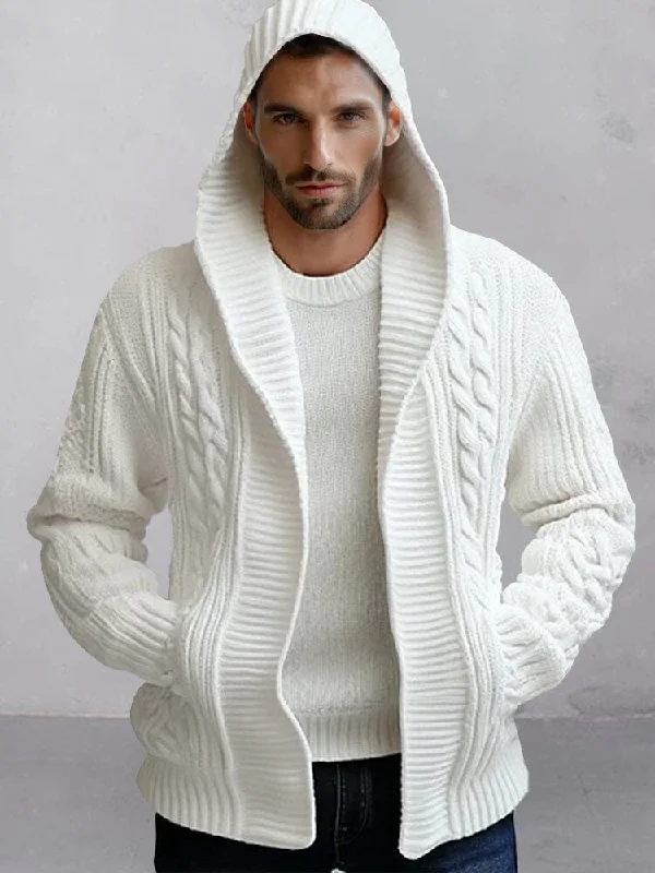 Casual Cable Knit Open Front Cardigan