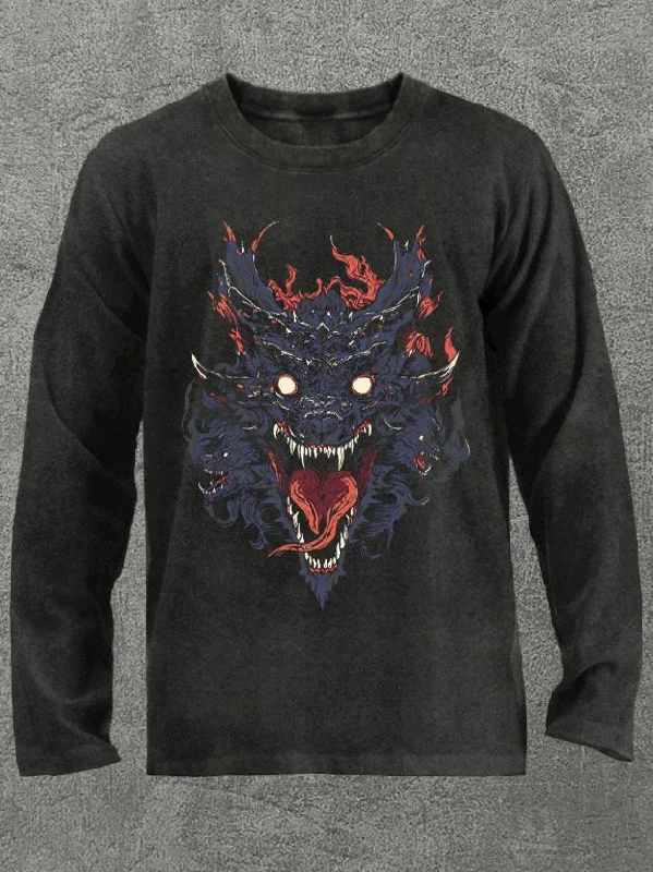 fierce dragon Washed Gym Long Sleeve Shirt