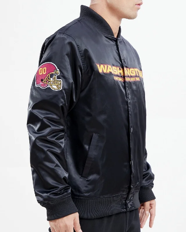 NFL WASHINGTON COMMANDERS TEAM BIG LOGO NO FILL MEN'S SATIN JACKET (BLACK)