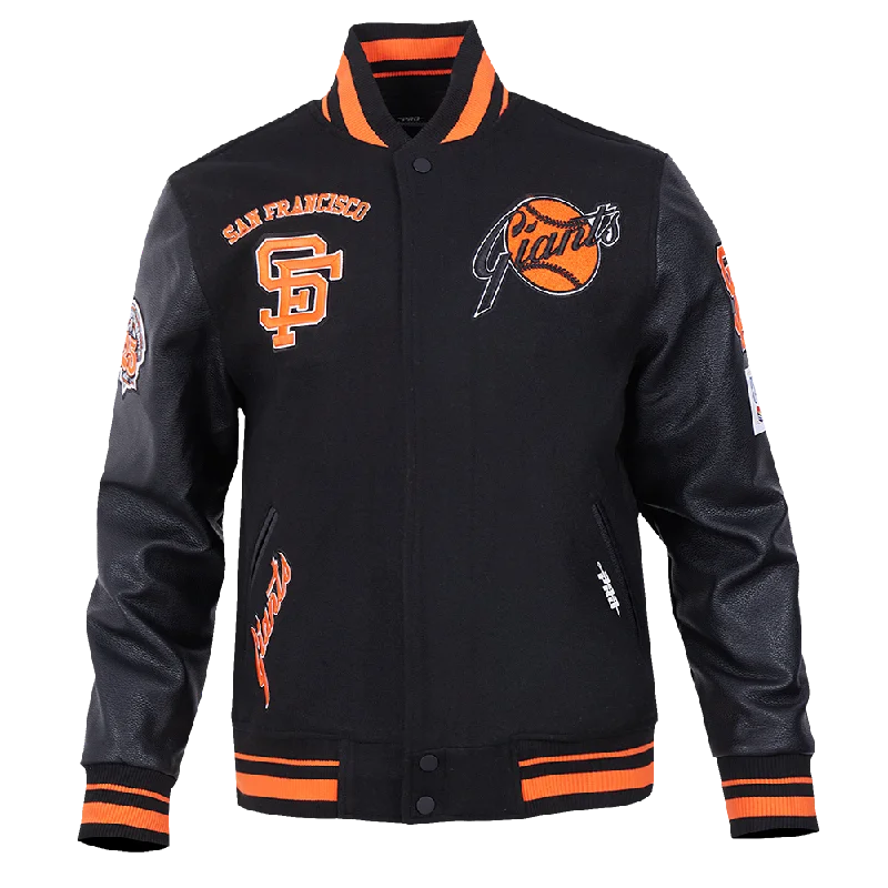 MLB SAN FRANCISCO GIANTS RETRO CLASSIC MEN'S RIB WOOL VARSITY JACKET (BLACK/ORANGE)