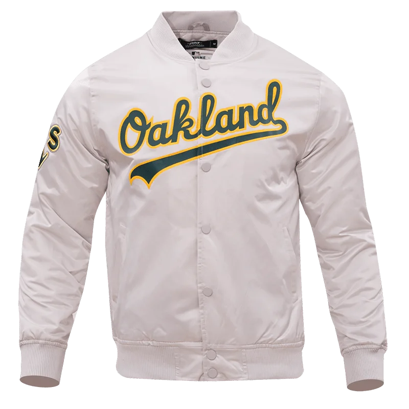 MLB OAKLAND ATHLETICS WORDMARK MEN'S SATIN JACKET (SILVER)