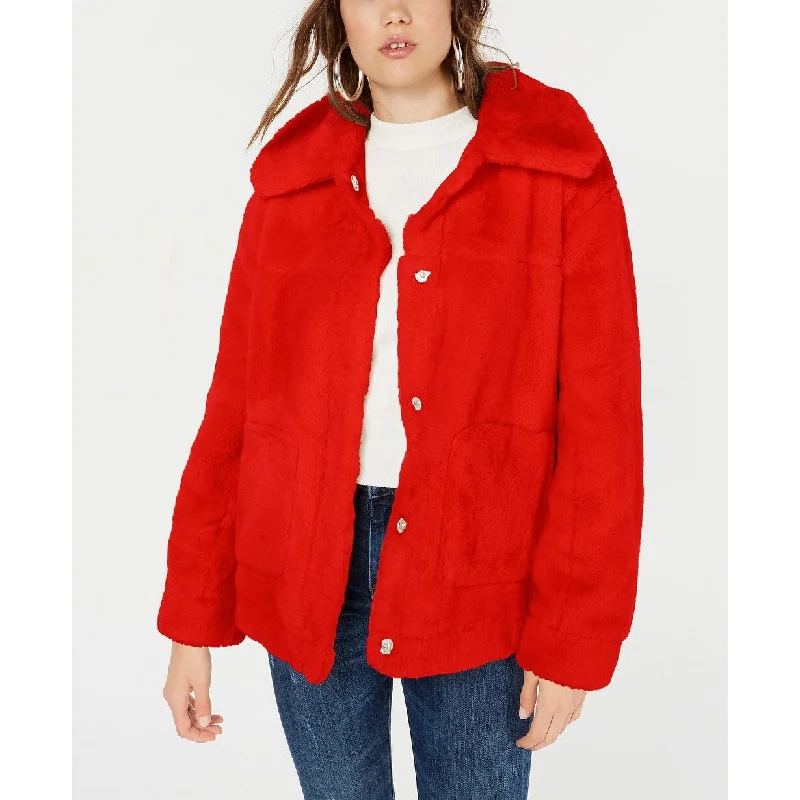 Jou Jou Juniors' Faux-Fur Jacket Red Size Small