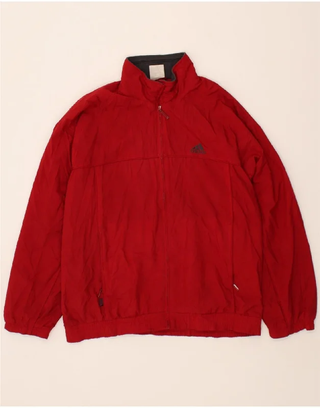 ADIDAS Mens Bomber Jacket UK 42/44 Large Red Polyester