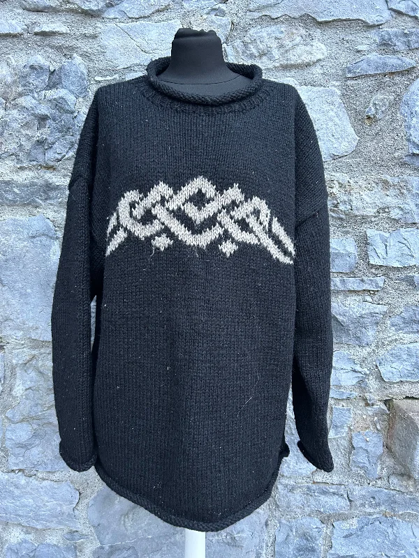 90s black woolly jumper Large